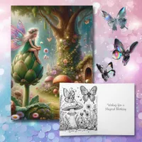 Fairytale Birthday and Magical Coloring Page  Card