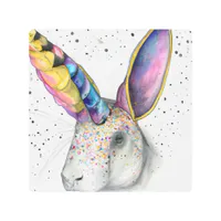 Colorful Unicorn Rabbit Metal Print