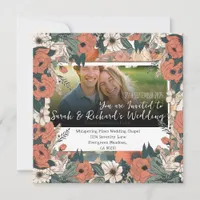 Vintage Garden Floral Square Wedding Invitation