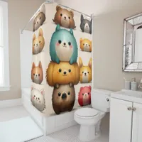 Chunky Critter Crew Shower Curtain Cute Animal Fun