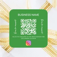 Forest green business name qr code instagram square sticker