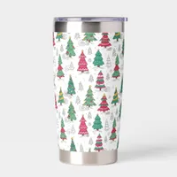 Quirky Whimsical Decorated Christmas Trees Doodles Insulated Tumbler