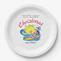 Skeleton Christmas in July Beach Surf Naughty Paper Plates