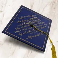 Navy Blue Gold Foil Bible Verse Isaiah 40 Graduation Cap Topper