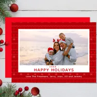 Red Nordic Sweater Pattern Holiday Photo Card