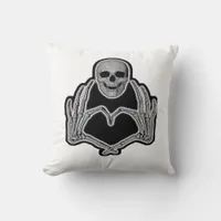 Skeleton Heart Hands Clean Graphic Mood Throw Pillow