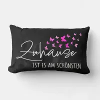 German Home Sweet Home Black Watercolor Lumbar Pillow