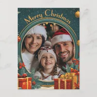 Customizable Green Merry Christmas Postcard