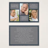 Masculine Photo Memorial Prayer Card