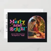 Tropical Pop Merry and Bright Retro Christmas Holiday Postcard