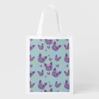 Cute Dog Face Pattern - Grocery Bag