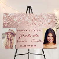 Graduation party rose gold glitter blush photo foam board