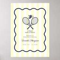 Navy & Cream Preppy Tennis Bridal Shower Welcome Poster