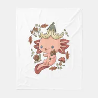Cottagecore Axolotl Aestethic Mushrooms Cute Gobli Fleece Blanket