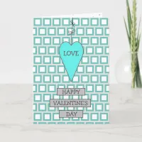 Teal and Gray Whimsical Heart and Bows Valentine's Card