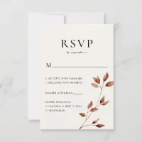 Modern Minimal Fall Leaves Autumn Wedding RSVP Card