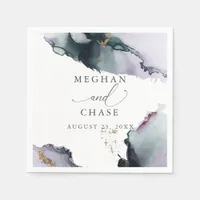 Ethereal Smokey Amethyst and Dusty Blue Abstract Napkins