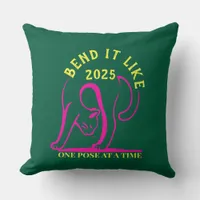 Customizable "Bend It Like 2025" Yoga Cat Throw Pillow