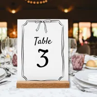Modern Simple Chic Bow Wedding Table Number Acrylic Sign