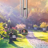 Memorial forever in our hearts photo gold wind chime 