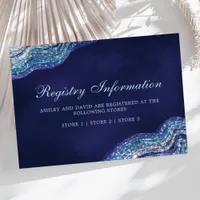 Blue and Silver Glitter Wave Registry Information  Enclosure Card