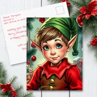 Whimsical Elf | Personalized Christmas Postcard