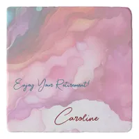 Enjoy Your Retirement Pastel Fluid Colors Trivet