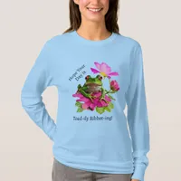  Cute Frog or Toad Pun on Pink Flowers T-Shirt