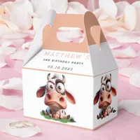 Cute Cow Farm Animals 2nd Birthday Party Favor Boxes