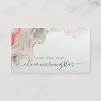 Elegant Rose Blush and Gold Fluid Marble Business Card