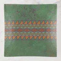 Southwest Sagebrush Green Geometric Design  Trinket Tray