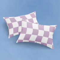 Pastel Purple White Simple Checker Pillow Case