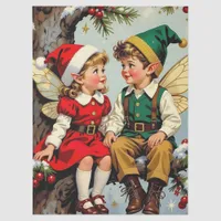 Vintage Elven Fairy Children Christmas  Tissue Paper