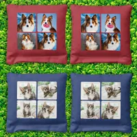 Custom 4 Photo Collage Pet Dog Cat Family Pictures Cornhole Bags
