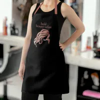 Custom Beauty Salon Name Black & Rose Gold Staff Apron