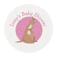 Kangaroo Joey Baby Girl Pink Shower Edible Frosting Rounds