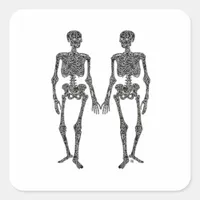 Till Death Do Us Part 2 Skeletons Classic Square Sticker