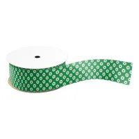 Green and White Playful Polka Dots Grosgrain Ribbon