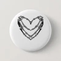Skeleton Hands Heart Sign Retro Halloween Costume  Button