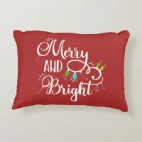 merry and bright holiday lights accent pillow