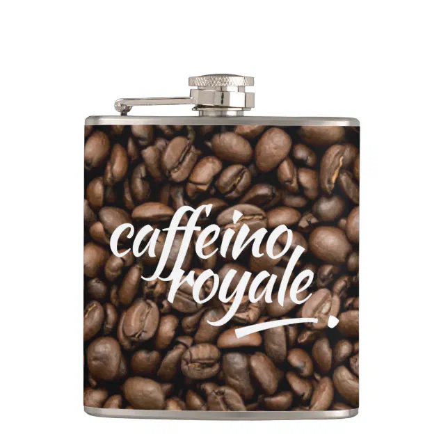 Funny Witty Pun Caffeino Royale Flask