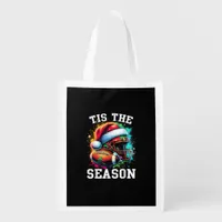Tis The Season Football Mom Christmas Santa Hat Co Grocery Bag