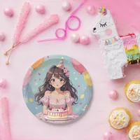 Cute Anime Girl's Birthday Party Paper Plates