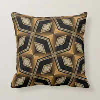 Diamond Illusion Black Gold Abstract Cushion