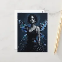 A Glitch Fairy with Blue Flowers Postcard