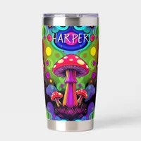 Psychedelic Vibrant Colorful Retro Mushrooms Insulated Tumbler