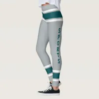 Silver Midnight Green Team Jersey Love Sports Leggings