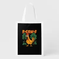 F-Caw-F Funny Chicken Humor F-Caw-F Quote Vintage  Grocery Bag