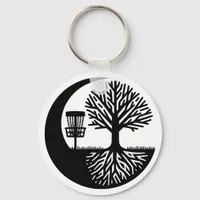 Black and White Disc Golf Silhouette  Keychain