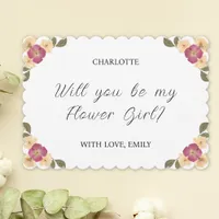 Elegant Pressed Wildflower Flower Girl Proposal Card